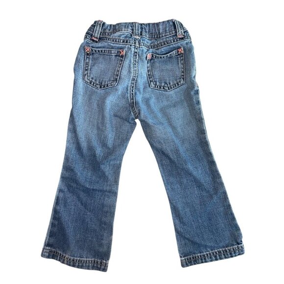 Lot Of 2 Girls Toddler 3T Denim Jeans Old Navy Floral Flare And Jordache Skinny - Picture 3 of 12